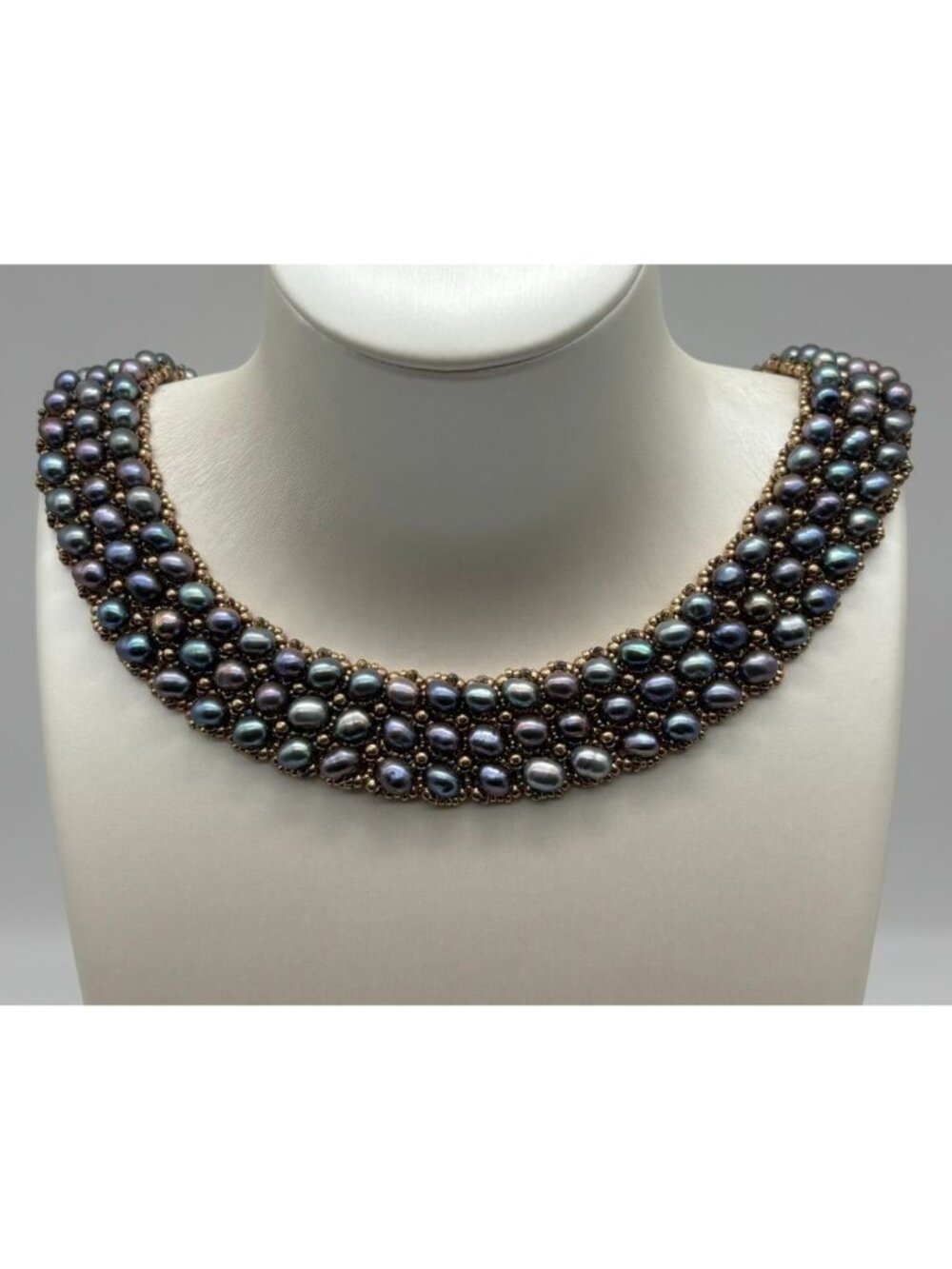 Artisan Made Freshwater Pearls Seed Beads Collar Necklace Decorative Clasp OOAK